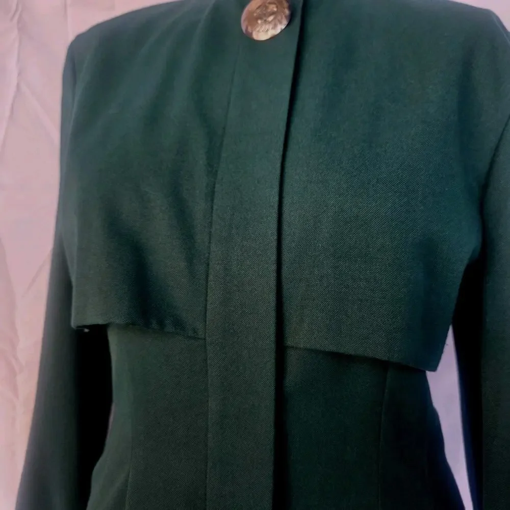Vintage Ann Tobias Emerald Green Coat Women’s Size 4 Tailored Jacket - Picture 5 of 7